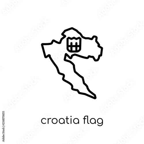Croatia Flag Icon Trendy Modern Flat Linear Vector Croatia