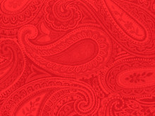 Red Paisley Fabric Background