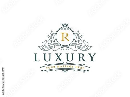 Luxury Logo Template Vector Golden Vintage Flourishes Ornament Logo Design Inspiration Stock Vector Adobe Stock