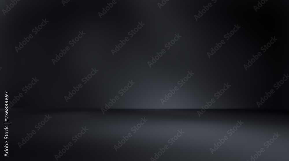 perspective floor backdrop black room studio with gray gradient spotlight backdrop background for display your product or artwork  - obrazy, fototapety, plakaty 