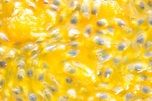 Yellow Pattern Of Passion Fruit Texture Background.
