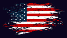 Grunge Flag Of The USA. Vector Illustration In With Grunge Texture. 
