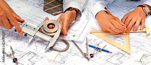 Fotomural teamwork in engineering designing