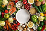 Fototapeta Kuchnia - Empty round plate healthy diet food Healthy diet menu restaurant