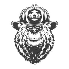 Wall Mural - vintage monochrome firefighting concept