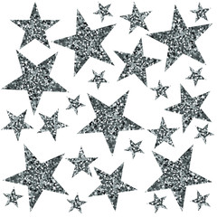 Wall Mural - Silver stars on white background.