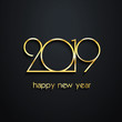 2019 Black Background New Year or Christmas  creative greeting card design Golden numbers