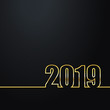 2019 Black Background New Year or Christmas  creative greeting card design Golden numbers