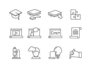 Wall Mural - learning icon. online education training courses special school or university app vector linear symb