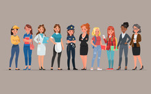 Women Different Profession Character Vector Design