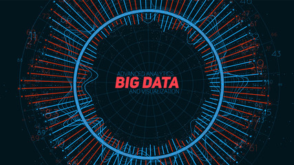 Big data circular visualization. Futuristic infographic. Information aesthetic design. Visual data complexity. Complex data threads graphic. Social network representation. Abstract graph