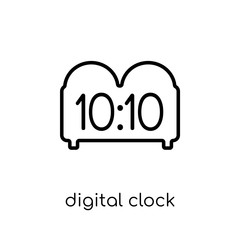 digital clock icon. Trendy modern flat linear vector digital clock icon on white background from thin line Electronic devices collection, outline vector illustration