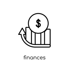 Finances icon. Trendy modern flat linear vector Finances icon on white background from thin line Insurance collection