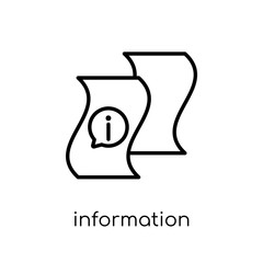 Information icon. Trendy modern flat linear vector Information icon on white background from thin line E-learning and education collection