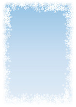 Vector Vertical Winter Background. A Cold Christmas. Frame Made Of Snowfall And Ice Crystals