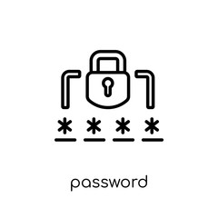 Password icon. Trendy modern flat linear vector Password icon on white background from thin line Internet Security and Networking collection