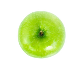 Wall Mural - Closeup top view green apple on white background, fruit for healthy diet concept