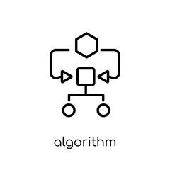 Algorithm icon. Trendy modern flat linear vector Algorithm icon on white background from thin line Programming collection