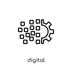 Wall Mural - digital transformation icon. Trendy modern flat linear vector digital transformation icon on white background from thin line general collection