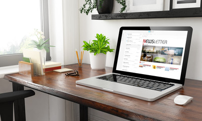 Poster - laptop at home office newsletter