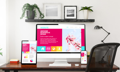 Poster - responsive home office devices showing awesome responsive design