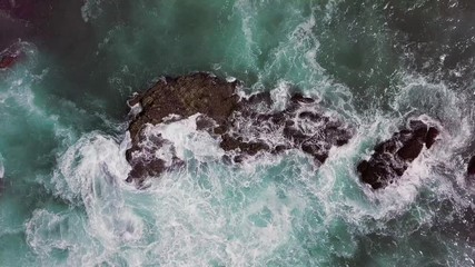 Sticker - Sttaionary drone video of waves hitting the rocks in Malaga Cove Palos Verdes Flat Rock Point California