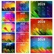 Abstract background with geometric and gradient mesh of Calendar 2019 Template