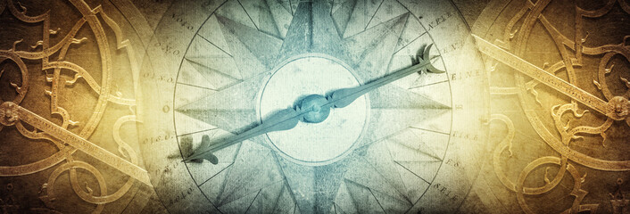 Wall Mural - ancient astronomical instruments on vintage paper background. abstract old conceptual background on 