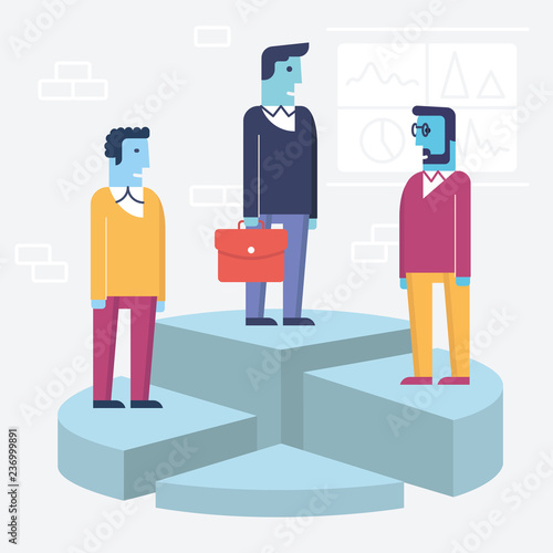 Cuadros en Lienzo Vector linear flat illustration related to business partnership, interaction and shareholders