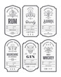 Set of vintage bottle label design with ethnic elements in thin line style.