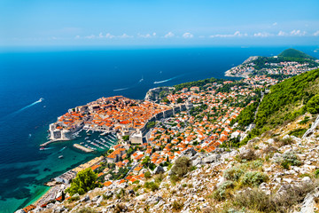 Poster - Aerial view of Dubrovnik with the Adriatic Sea in Croatia