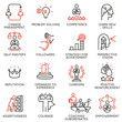 Vector set of linear icons related to skills, empowerment leadership development and qualities of a leader. Mono line pictograms and infographics design elements - part 6