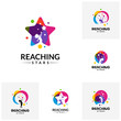 Set of Reaching Stars Logo Design Template. Dream star logo. Emblem, Colorful, Creative Symbol, Icon