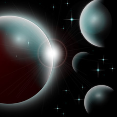 Wall Mural - galaxy background universe with planets and bright stars. cosmic abstract vector illustration for yo