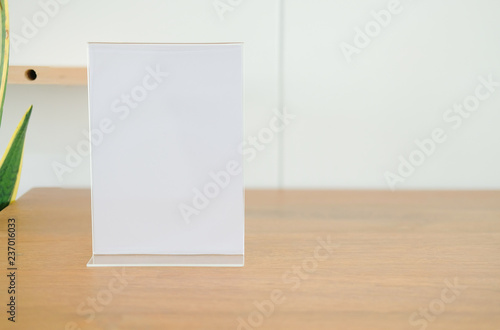 Download White Label In Cafe Display Stand For Acrylic Tent Card In Coffee Shop Mockup Menu Frame On Table In Restaurant Buy This Stock Photo And Explore Similar Images At Adobe Stock PSD Mockup Templates