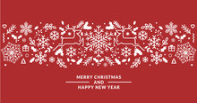 Merry Christmas And Happy New Year 2019. Vector Illustration Concept For Background, Greeting Card, Website And Mobile Website Banner, Party Invitation Card, Social Media Banner, Marketing Material.