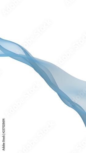 Blue Color Scarf Abstract Blue Wave Bright Blue Ribbon On White