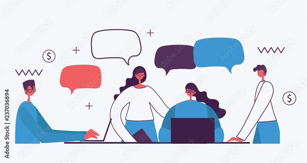Vector illustration of the office concept business people in the flat ...