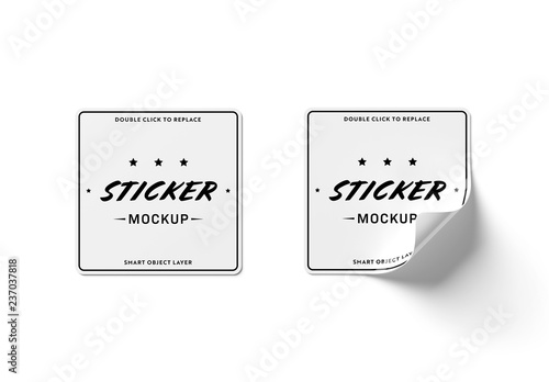 Download 2 Square Stickers Isolated Mockup Stock Template | Adobe Stock