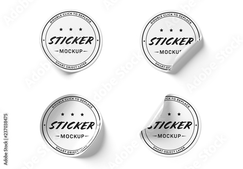 Download 4 Round Stickers Isolated Mockup Stock Template | Adobe Stock