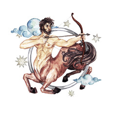 Wall Mural - zodiac sign - sagittarius. watercolor illustration