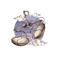 Wall Mural - zodiac sign - libra. watercolor illustration