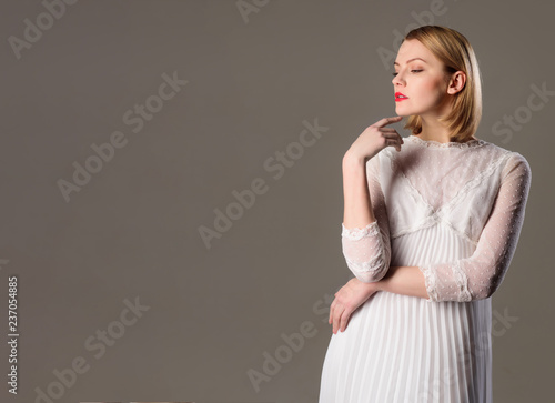 Beautiful Girl With Blonde Hair Perfect Makeup Sexy Woman In