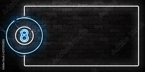 Fotografía Vector realistic isolated neon sign of Billiards frame logo for decoration and covering on the wall background