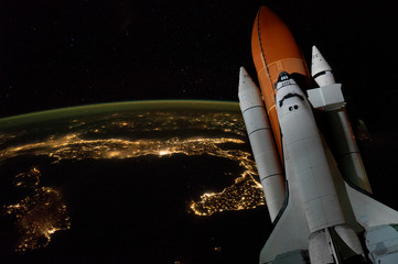 Wall Mural - space shuttle fly to the earth orbit elements of this image furnished by nasa f