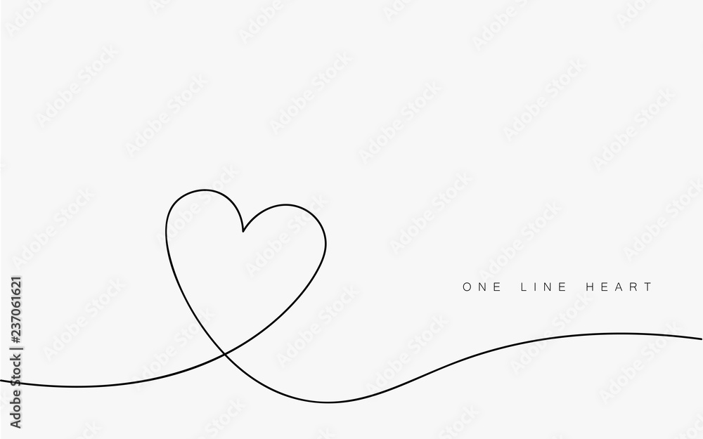 Love heart vector, continuous one line drawing. Vector illustration. - obrazy, fototapety, plakaty 
