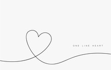 Love Heart Vector, Continuous One Line Drawing. Vector Illustration.