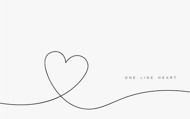 Love heart vector, continuous one line drawing. Vector illustration.