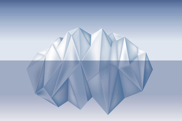 Big iceberg floating on water waves with underwater part vector illustration low poly style