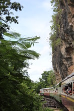 Train Ride Through The Jungle And Mountains Near Kanchanaburi, Thailand (Death Train)